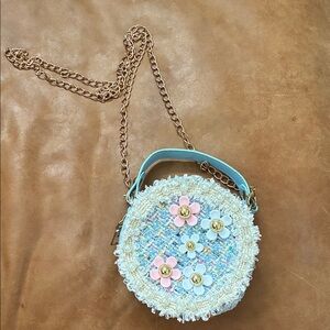 Floral Kids Round Bag with Chain Strap